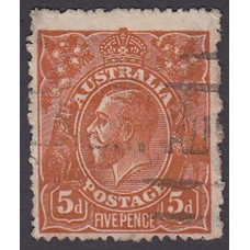 Australian    King George V    5d Chestnut   Single Crown WMK  Plate Variety 1R54